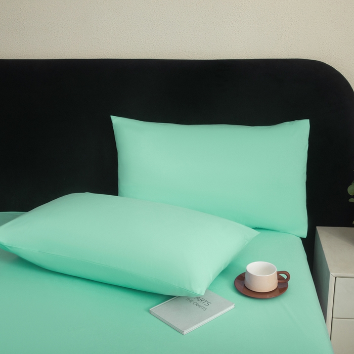 91家纺网 家纺一手货源 找家纺 三悦四季 2026新款纯色亲肤磨毛防水床笠跨境直播爆款床笠三件套外贸可定制任意尺寸 水绿