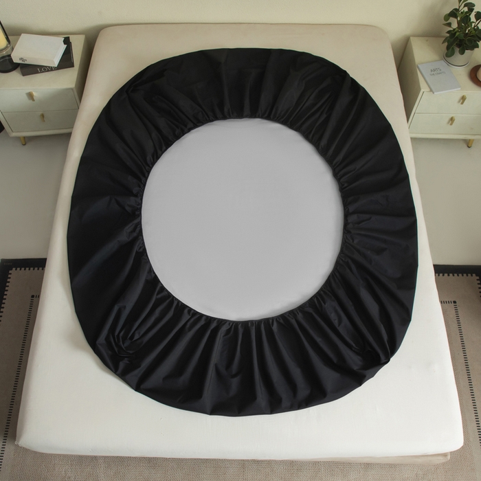 91家纺网 家纺一手货源 找家纺 三悦四季 2026新款纯色亲肤磨毛防水床笠跨境直播爆款床笠三件套外贸可定制任意尺寸 黑色