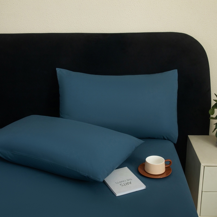 91家纺网 家纺一手货源 找家纺 三悦四季 2026新款纯色亲肤磨毛防水床笠跨境直播爆款床笠三件套外贸可定制任意尺寸 雾霾蓝