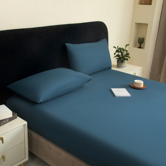 91家纺网 家纺一手货源 找家纺 三悦四季 2026新款纯色亲肤磨毛防水床笠跨境直播爆款床笠三件套外贸可定制任意尺寸 雾霾蓝