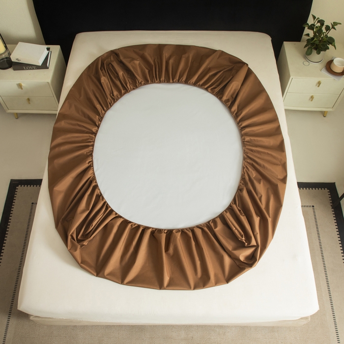 91家纺网 家纺一手货源 找家纺 三悦四季 2026新款纯色亲肤磨毛防水床笠跨境直播爆款床笠三件套外贸可定制任意尺寸 咖色