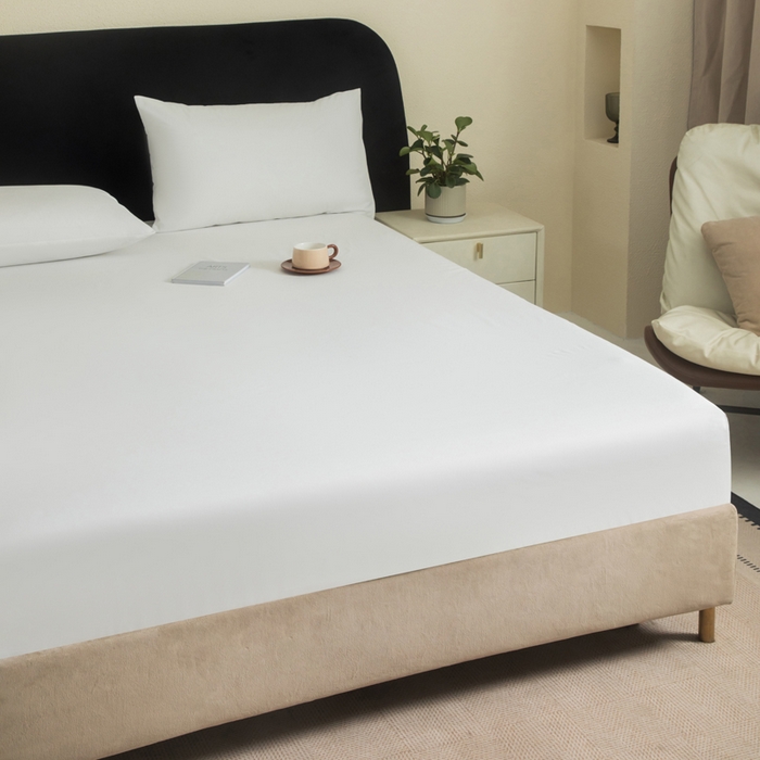 91家纺网 家纺一手货源 找家纺 三悦四季 2026新款纯色亲肤磨毛防水床笠跨境直播爆款床笠三件套外贸可定制任意尺寸 白色