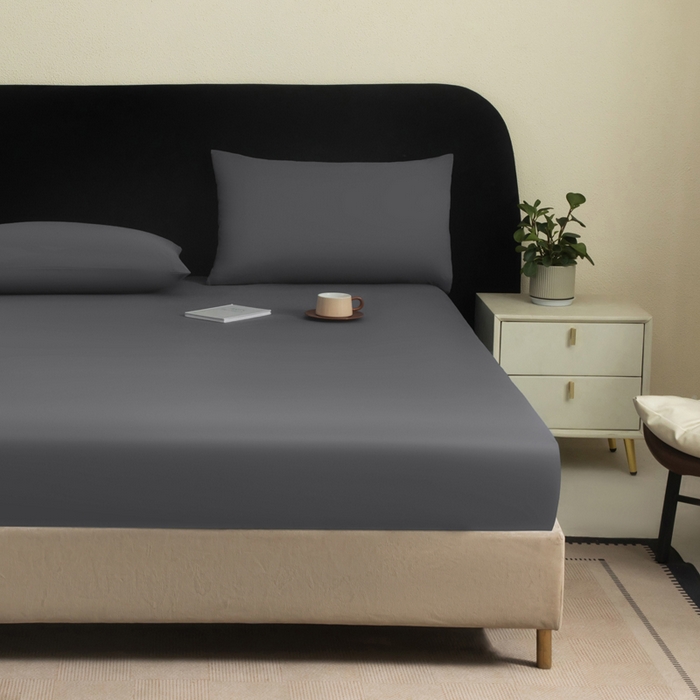 91家纺网 家纺一手货源 找家纺 三悦四季 2026新款纯色亲肤磨毛防水床笠跨境直播爆款床笠三件套外贸可定制任意尺寸 深灰