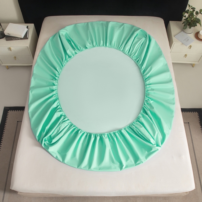 91家纺网 家纺一手货源 找家纺 三悦四季 2026新款纯色亲肤磨毛防水床笠跨境直播爆款床笠三件套外贸可定制任意尺寸 水绿