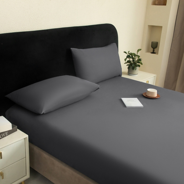 91家纺网 家纺一手货源 找家纺 三悦四季 2026新款纯色亲肤磨毛防水床笠跨境直播爆款床笠三件套外贸可定制任意尺寸 深灰