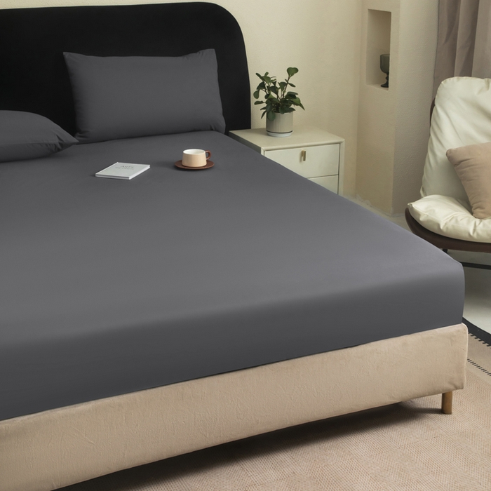 91家纺网 家纺一手货源 找家纺 三悦四季 2026新款纯色亲肤磨毛防水床笠跨境直播爆款床笠三件套外贸可定制任意尺寸 深灰