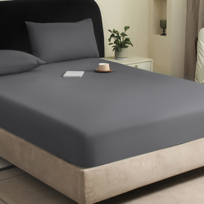 91家纺网 家纺一手货源 找家纺 三悦四季 2026新款纯色亲肤磨毛防水床笠跨境直播爆款床笠三件套外贸可定制任意尺寸 深灰