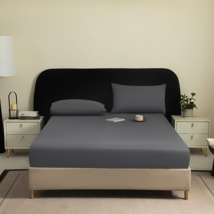 91家纺网 家纺一手货源 找家纺 三悦四季 2026新款纯色亲肤磨毛防水床笠跨境直播爆款床笠三件套外贸可定制任意尺寸 深灰