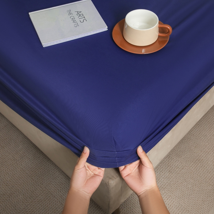 91家纺网 家纺一手货源 找家纺 三悦四季 2026新款纯色亲肤磨毛防水床笠跨境直播爆款床笠三件套外贸可定制任意尺寸 藏蓝