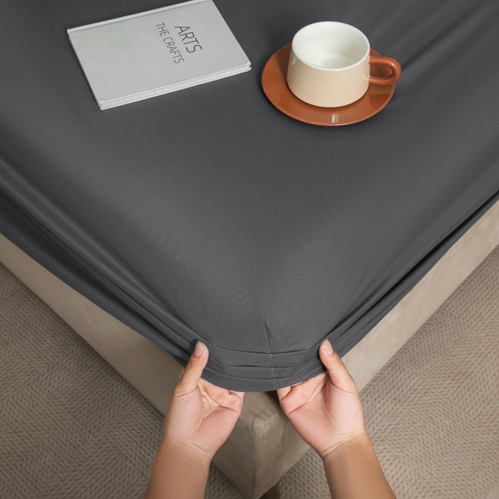 91家纺网 家纺一手货源 找家纺 三悦四季 2026新款纯色亲肤磨毛防水床笠跨境直播爆款床笠三件套外贸可定制任意尺寸 深灰