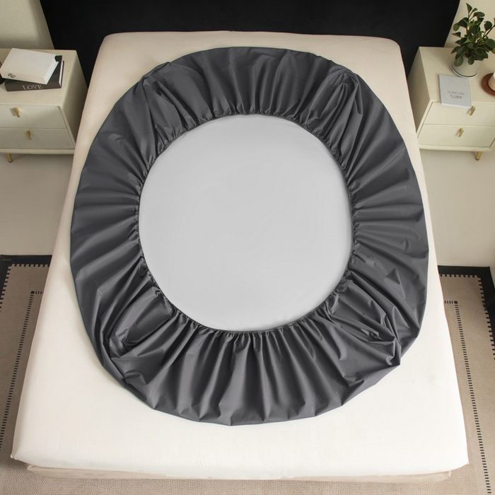 91家纺网 家纺一手货源 找家纺 三悦四季 2026新款纯色亲肤磨毛防水床笠跨境直播爆款床笠三件套外贸可定制任意尺寸 深灰