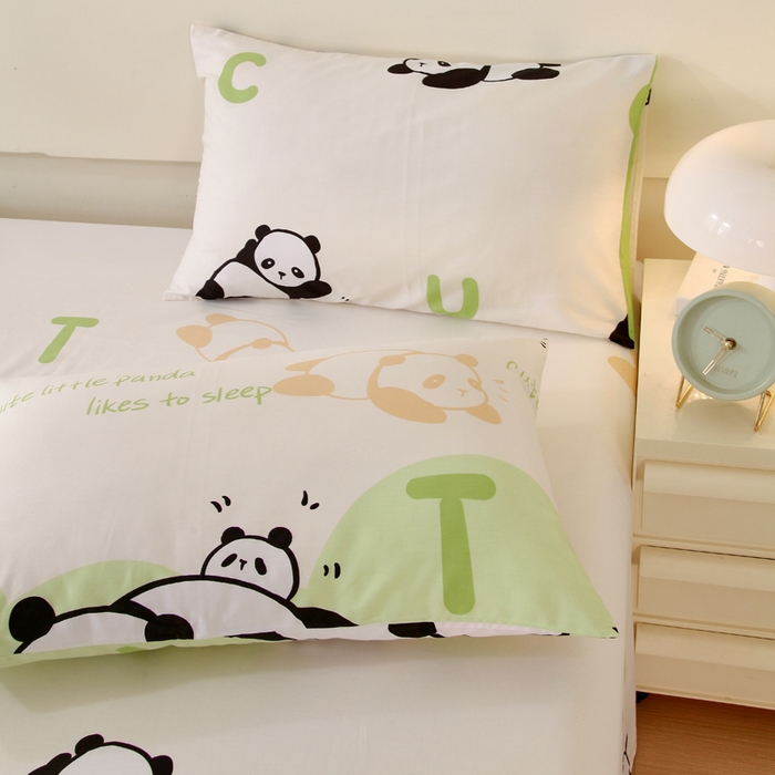 91家纺网 家纺一手货源 找家纺 金鑫汇家纺 2026春夏新款全棉纯棉印花单枕套 枕套单件 可爱熊猫