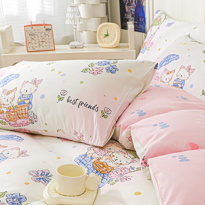 91家纺网 家纺一手货源 找家纺 金鑫汇家纺 2026春夏新款全棉纯棉印花单枕套 枕套单件 喵喵日记