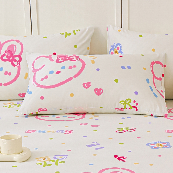 91家纺网 家纺一手货源 找家纺 金鑫汇家纺 2026春夏新款全棉纯棉印花单枕套 枕套单件 奇趣小兔