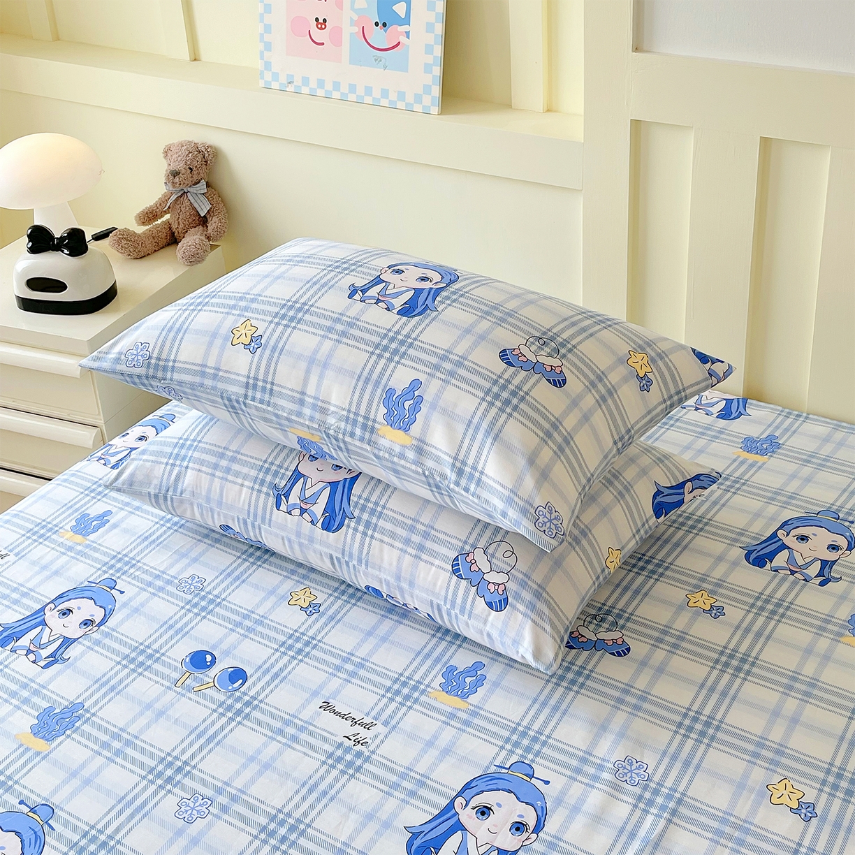 91家纺网 家纺一手货源 找家纺 金鑫汇家纺 2026春夏新款全棉纯棉印花单枕套 枕套单件 谦逊敖丙