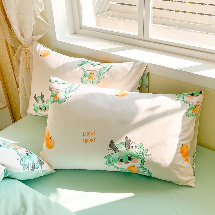 金鑫汇家纺 2026春夏新款全棉纯棉印花单枕套 枕套单件 青龙使者