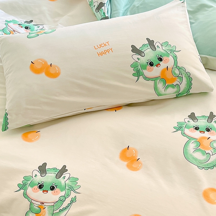 91家纺网 家纺一手货源 找家纺 金鑫汇家纺 2026春夏新款全棉纯棉印花单枕套 枕套单件 青龙使者