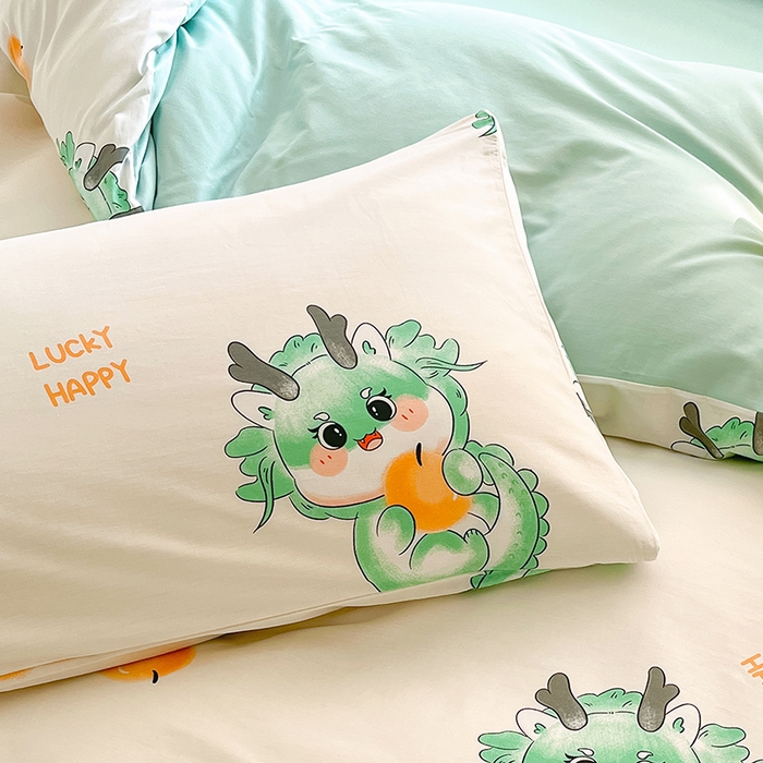 91家纺网 家纺一手货源 找家纺 金鑫汇家纺 2026春夏新款全棉纯棉印花单枕套 枕套单件 青龙使者