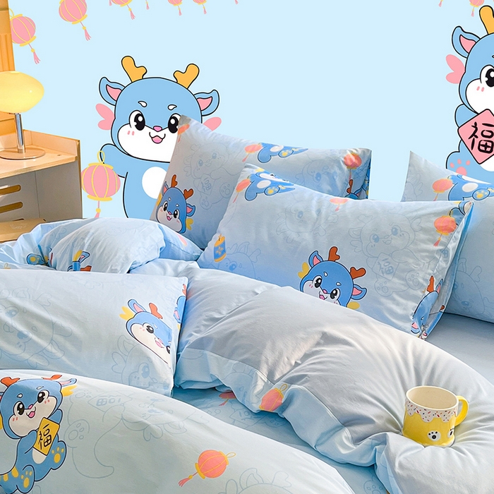 91家纺网 家纺一手货源 找家纺 金鑫汇家纺 2026春夏新款全棉纯棉印花单枕套 枕套单件 瑞龙送福