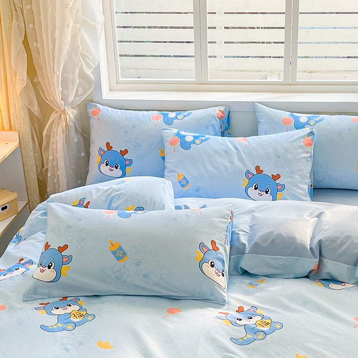 91家纺网 家纺一手货源 找家纺 金鑫汇家纺 2026春夏新款全棉纯棉印花单枕套 枕套单件 瑞龙送福