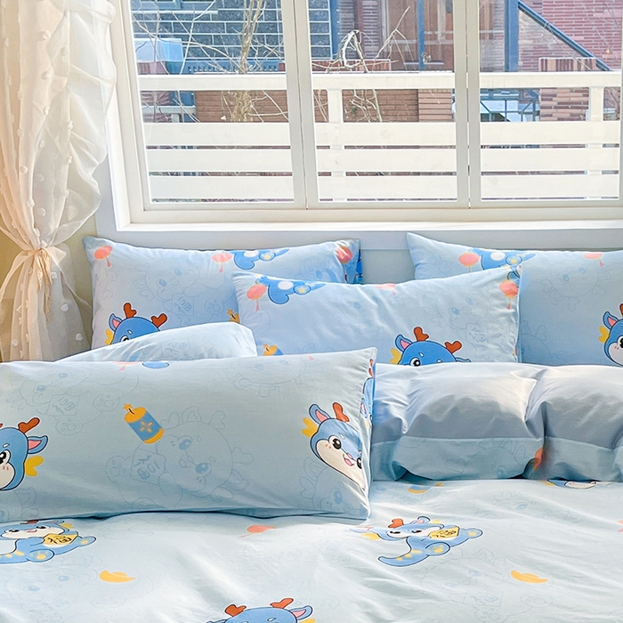 91家纺网 家纺一手货源 找家纺 金鑫汇家纺 2026春夏新款全棉纯棉印花单枕套 枕套单件 瑞龙送福