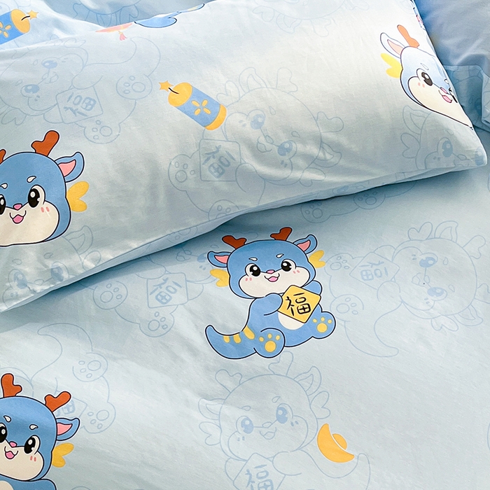 91家纺网 家纺一手货源 找家纺 金鑫汇家纺 2026春夏新款全棉纯棉印花单枕套 枕套单件 瑞龙送福