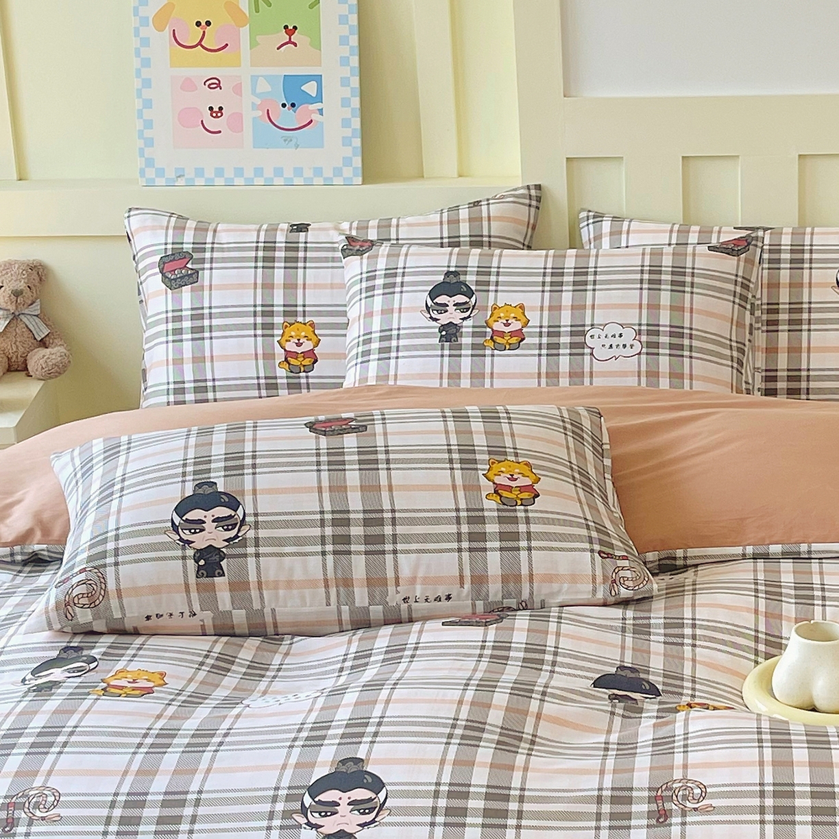 91家纺网 家纺一手货源 找家纺 金鑫汇家纺 2026春夏新款全棉纯棉印花单枕套 枕套单件 无畏申公豹·咖