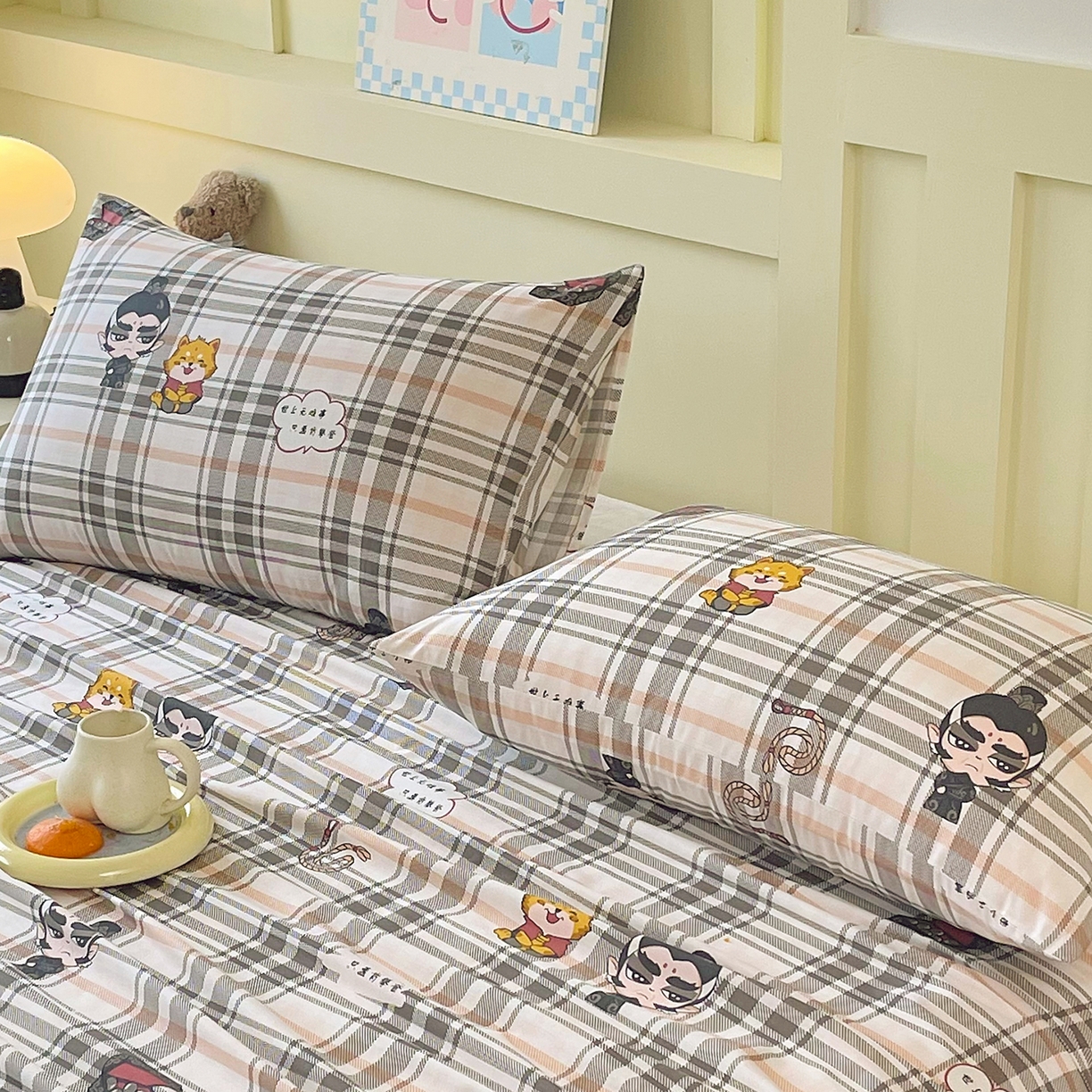 91家纺网 家纺一手货源 找家纺 金鑫汇家纺 2026春夏新款全棉纯棉印花单枕套 枕套单件 无畏申公豹·咖