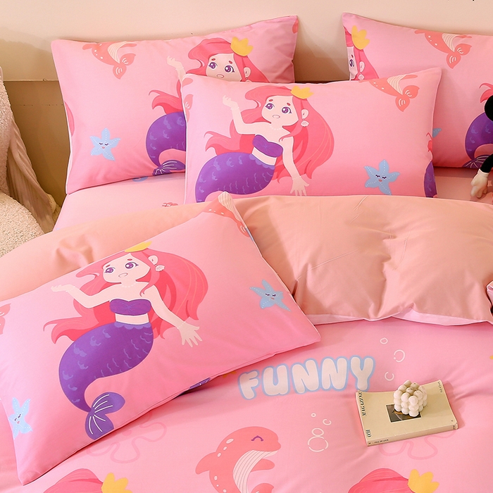 91家纺网 家纺一手货源 找家纺 金鑫汇家纺 2026春夏新款全棉纯棉印花单枕套 枕套单件 小美人鱼