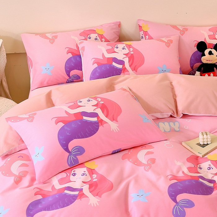 91家纺网 家纺一手货源 找家纺 金鑫汇家纺 2026春夏新款全棉纯棉印花单枕套 枕套单件 小美人鱼