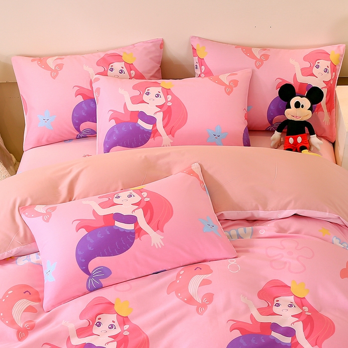 91家纺网 家纺一手货源 找家纺 金鑫汇家纺 2026春夏新款全棉纯棉印花单枕套 枕套单件 小美人鱼