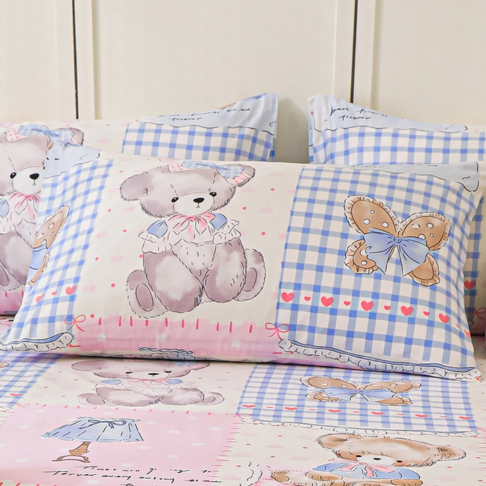 91家纺网 家纺一手货源 找家纺 金鑫汇家纺 2026春夏新款全棉纯棉印花单枕套 枕套单件 熊熊精灵