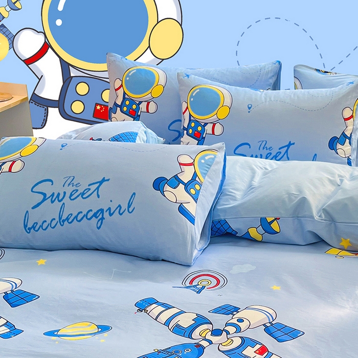 91家纺网 家纺一手货源 找家纺 金鑫汇家纺 2026春夏新款全棉纯棉印花单枕套 枕套单件 宇宙奥秘