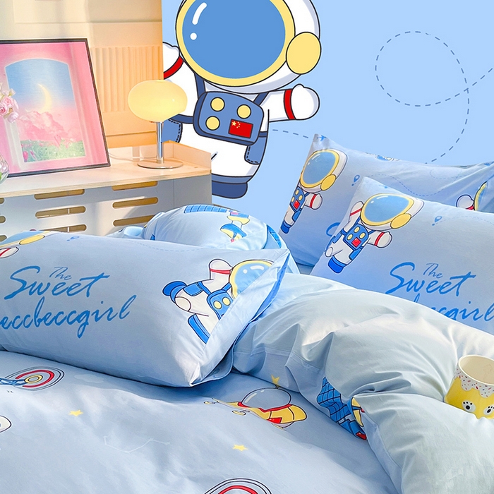 91家纺网 家纺一手货源 找家纺 金鑫汇家纺 2026春夏新款全棉纯棉印花单枕套 枕套单件 宇宙奥秘