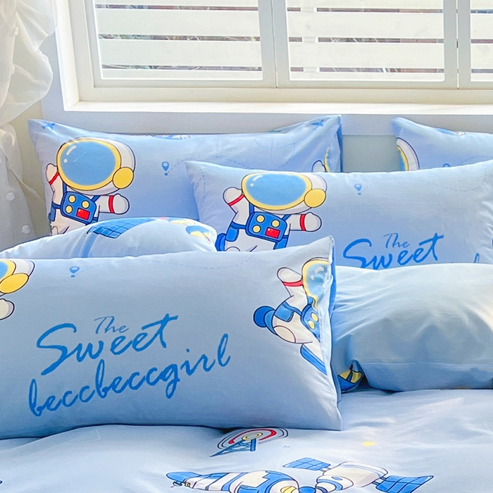 91家纺网 家纺一手货源 找家纺 金鑫汇家纺 2026春夏新款全棉纯棉印花单枕套 枕套单件 宇宙奥秘