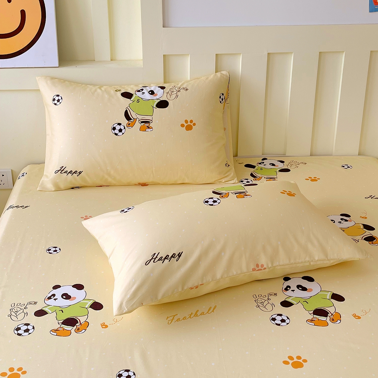 91家纺网 家纺一手货源 找家纺 金鑫汇家纺 2026春夏新款全棉纯棉印花单枕套 枕套单件 足球争霸赛黄