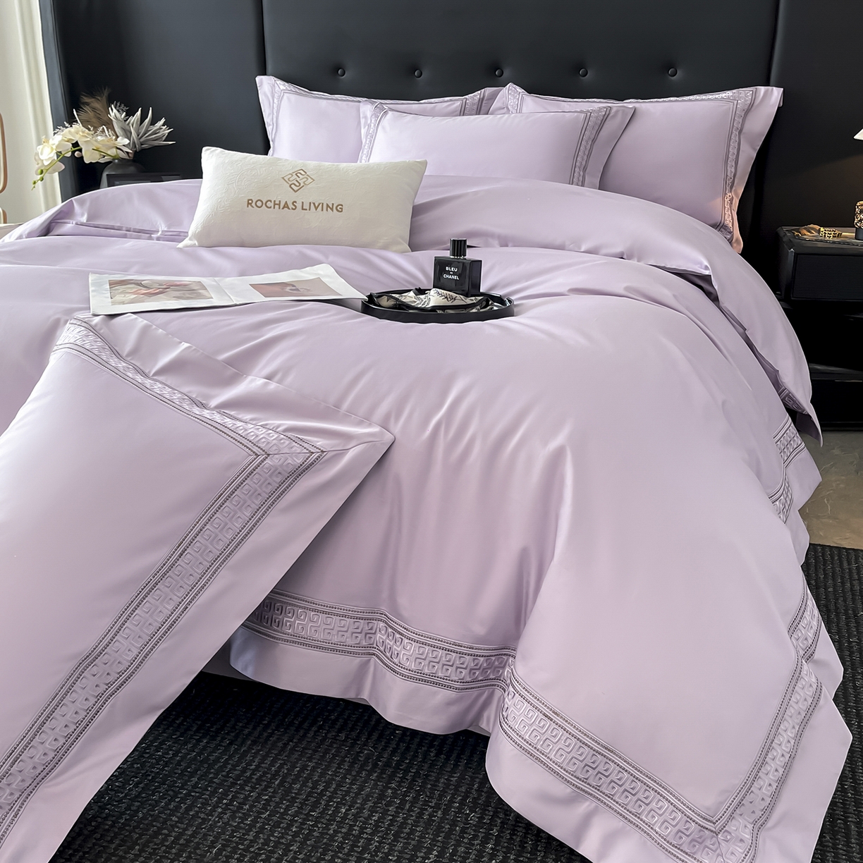 91家纺网 家纺一手货源 找家纺 置顶家纺 2025新款简希亲肤重工刺绣系列四件套 简希-香芋紫