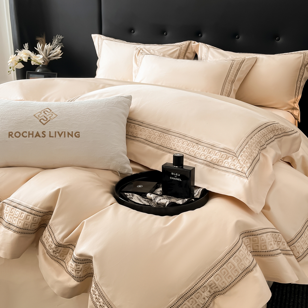 91家纺网 家纺一手货源 找家纺 置顶家纺 2025新款简希亲肤重工刺绣系列四件套 简希-浅香槟