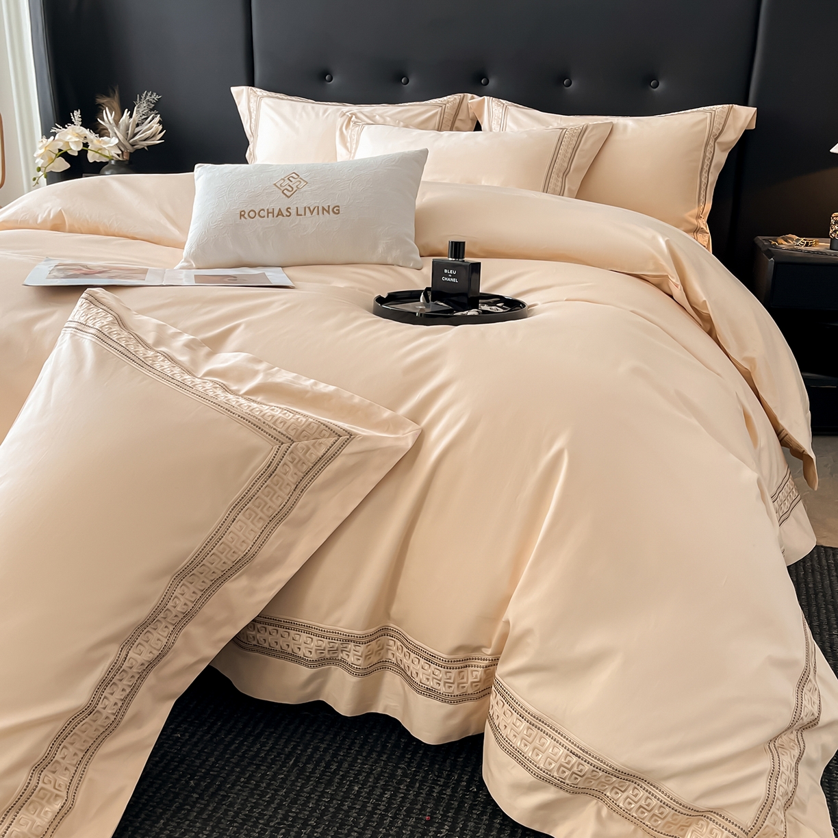 91家纺网 家纺一手货源 找家纺 置顶家纺 2025新款简希亲肤重工刺绣系列四件套 简希-浅香槟