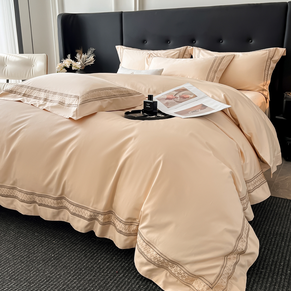 91家纺网 家纺一手货源 找家纺 置顶家纺 2025新款简希亲肤重工刺绣系列四件套 简希-浅香槟