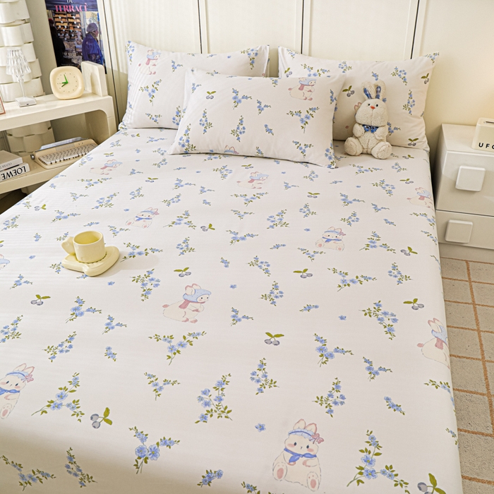 91家纺网 家纺一手货源 找家纺 金鑫汇家纺 2026新款13070全棉单品套件系列-成人床A版单床单 花丛兔