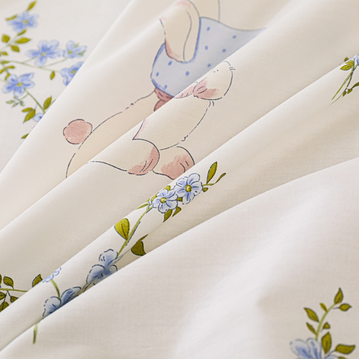 91家纺网 家纺一手货源 找家纺 金鑫汇家纺 2026新款13070全棉单品套件系列-成人床A版单床单 花丛兔