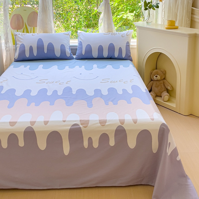 91家纺网 家纺一手货源 找家纺 金鑫汇家纺 2026新款13070全棉单品套件系列-成人床A版单床单 奶油粉