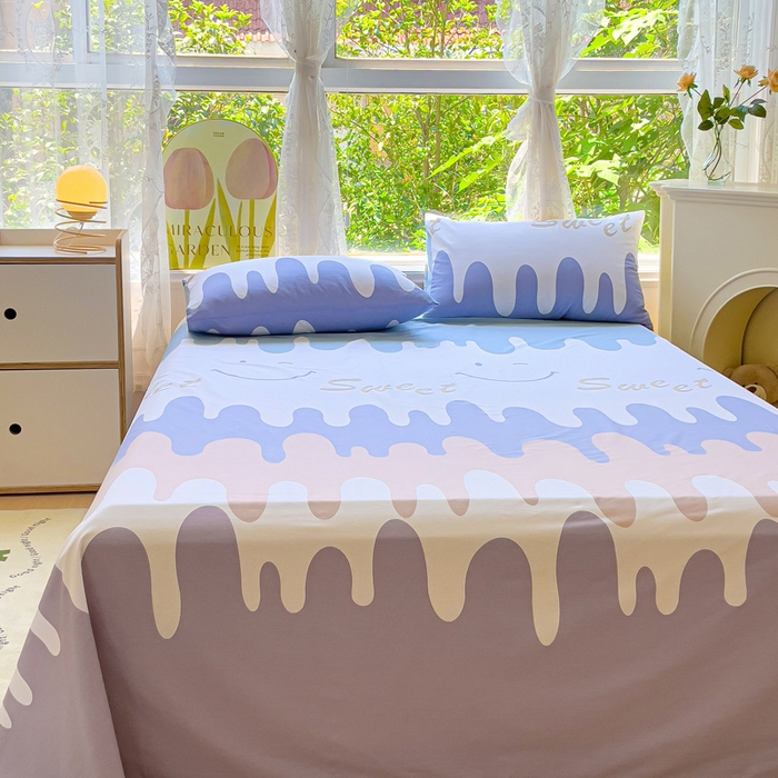 91家纺网 家纺一手货源 找家纺 金鑫汇家纺 2026新款13070全棉单品套件系列-成人床A版单床单 奶油粉