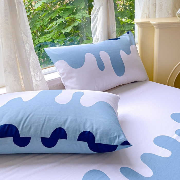 91家纺网 家纺一手货源 找家纺 金鑫汇家纺 2026新款13070全棉单品套件系列-成人床A版单床单 奶油蓝