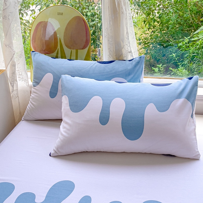 91家纺网 家纺一手货源 找家纺 金鑫汇家纺 2026新款13070全棉单品套件系列-成人床A版单床单 奶油蓝