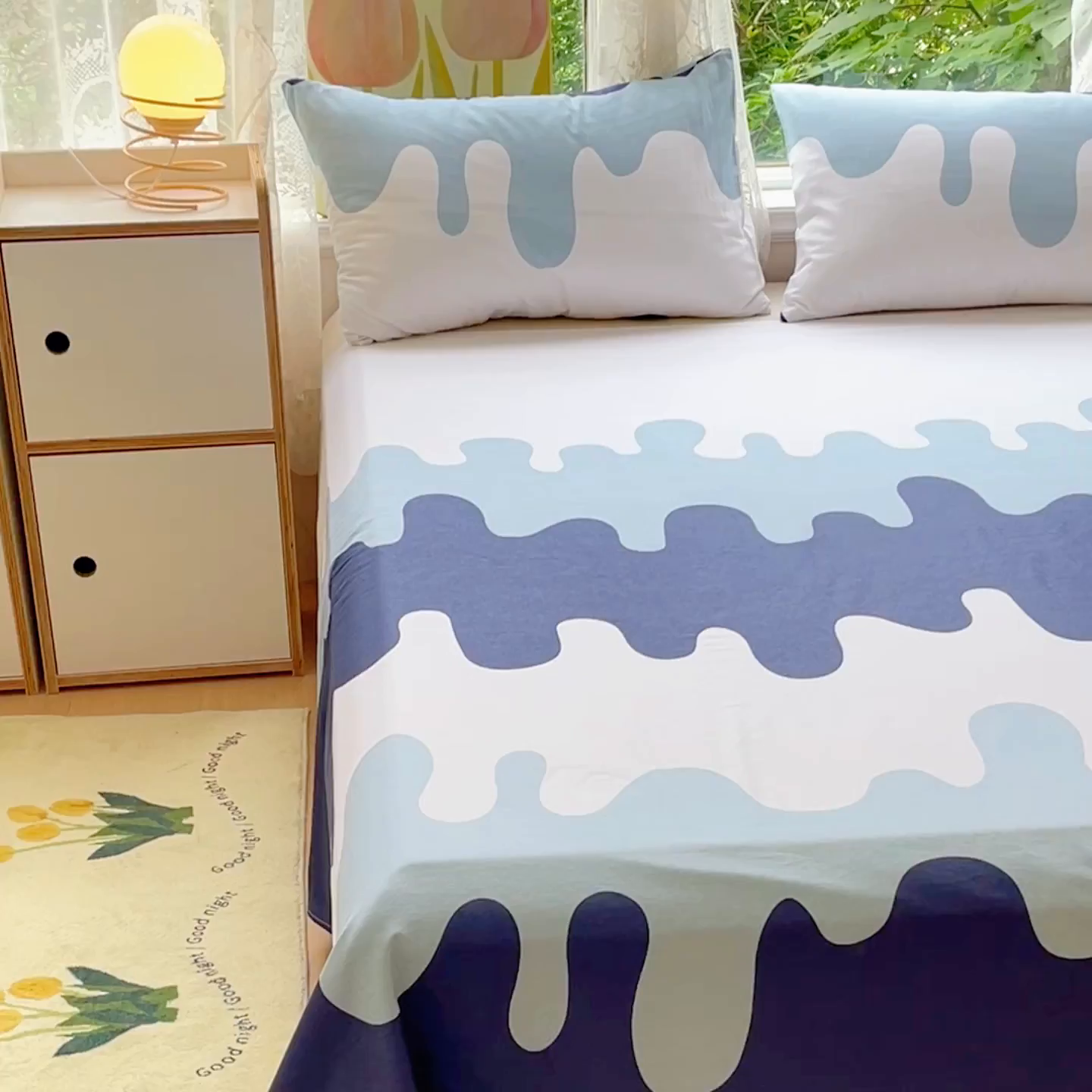 91家纺网 家纺一手货源 找家纺 金鑫汇家纺 2026新款13070全棉单品套件系列-成人床A版单床单 奶油蓝