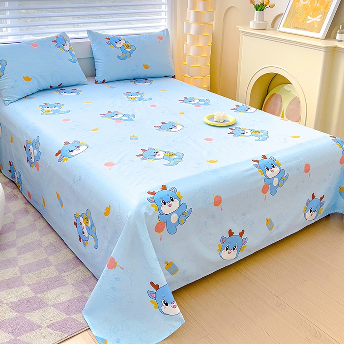 91家纺网 家纺一手货源 找家纺 金鑫汇家纺 2026新款13070全棉单品套件系列-成人床A版单床单 瑞龙送福