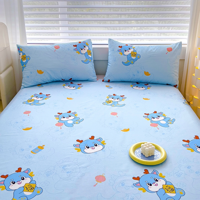 91家纺网 家纺一手货源 找家纺 金鑫汇家纺 2026新款13070全棉单品套件系列-成人床A版单床单 瑞龙送福