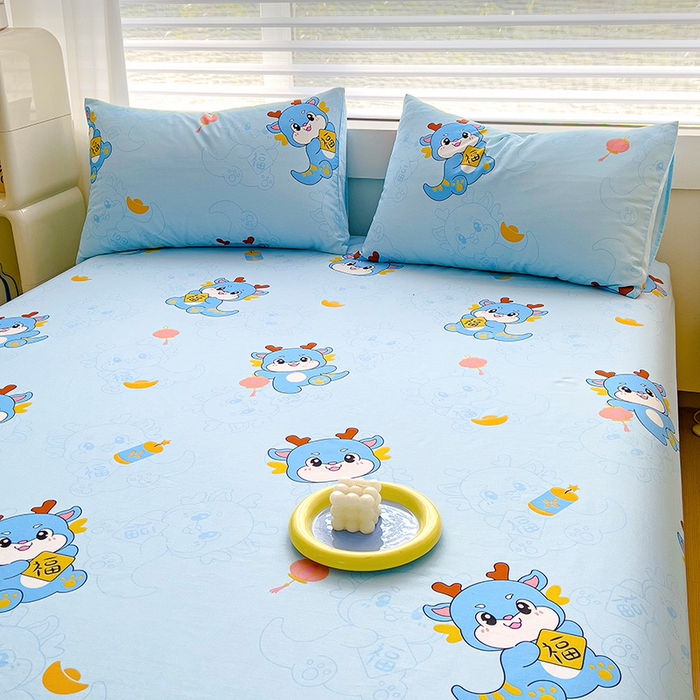 91家纺网 家纺一手货源 找家纺 金鑫汇家纺 2026新款13070全棉单品套件系列-成人床A版单床单 瑞龙送福